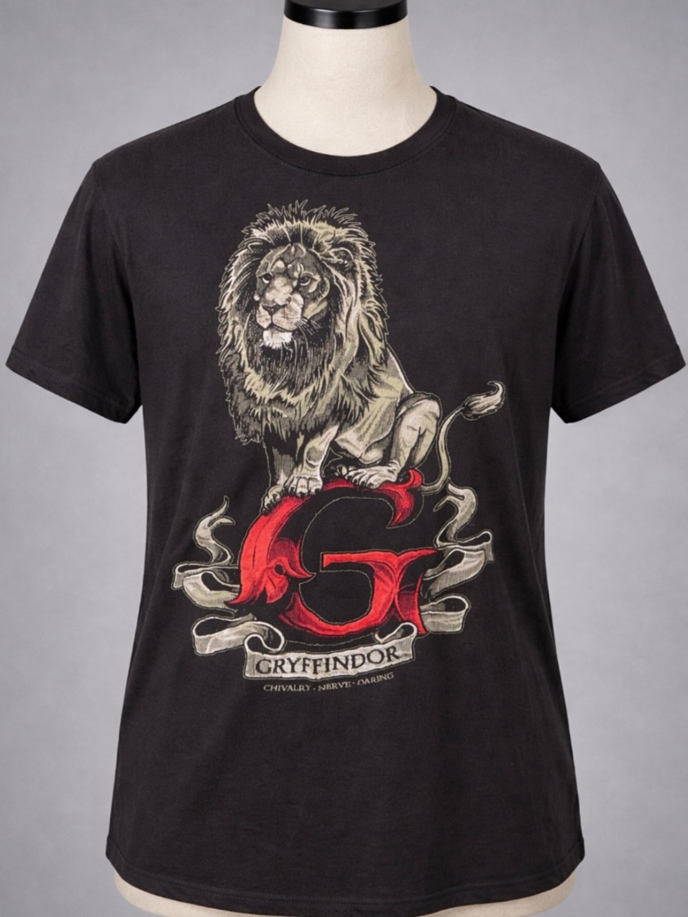 Harry Potter Gryffindor Lion Graphic T-Shirt Black XL Hogwarts House Tee